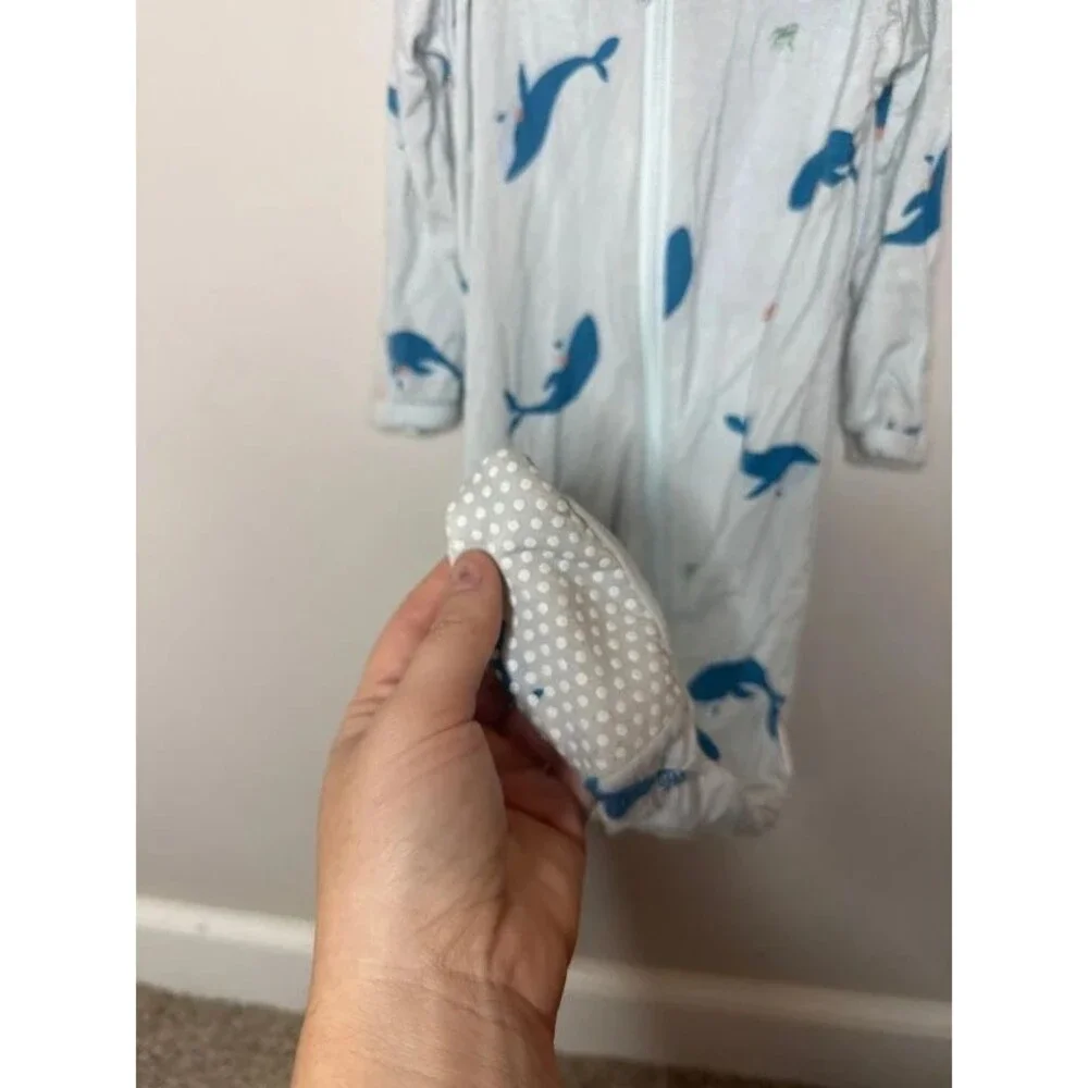 Bamboo Little Whale Zipper Footie Pajamas 3-6 Months